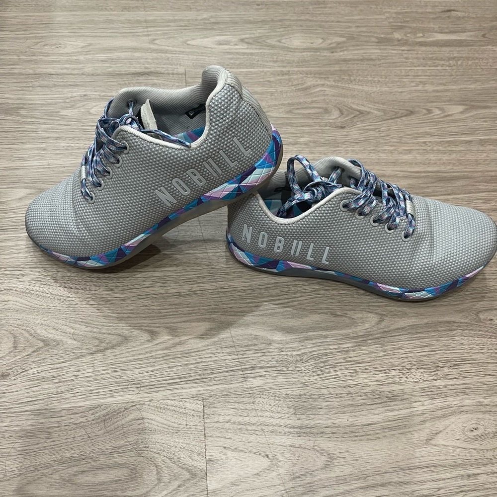NOBULL Grey Athletic Shoes with Blue & Purple Accent